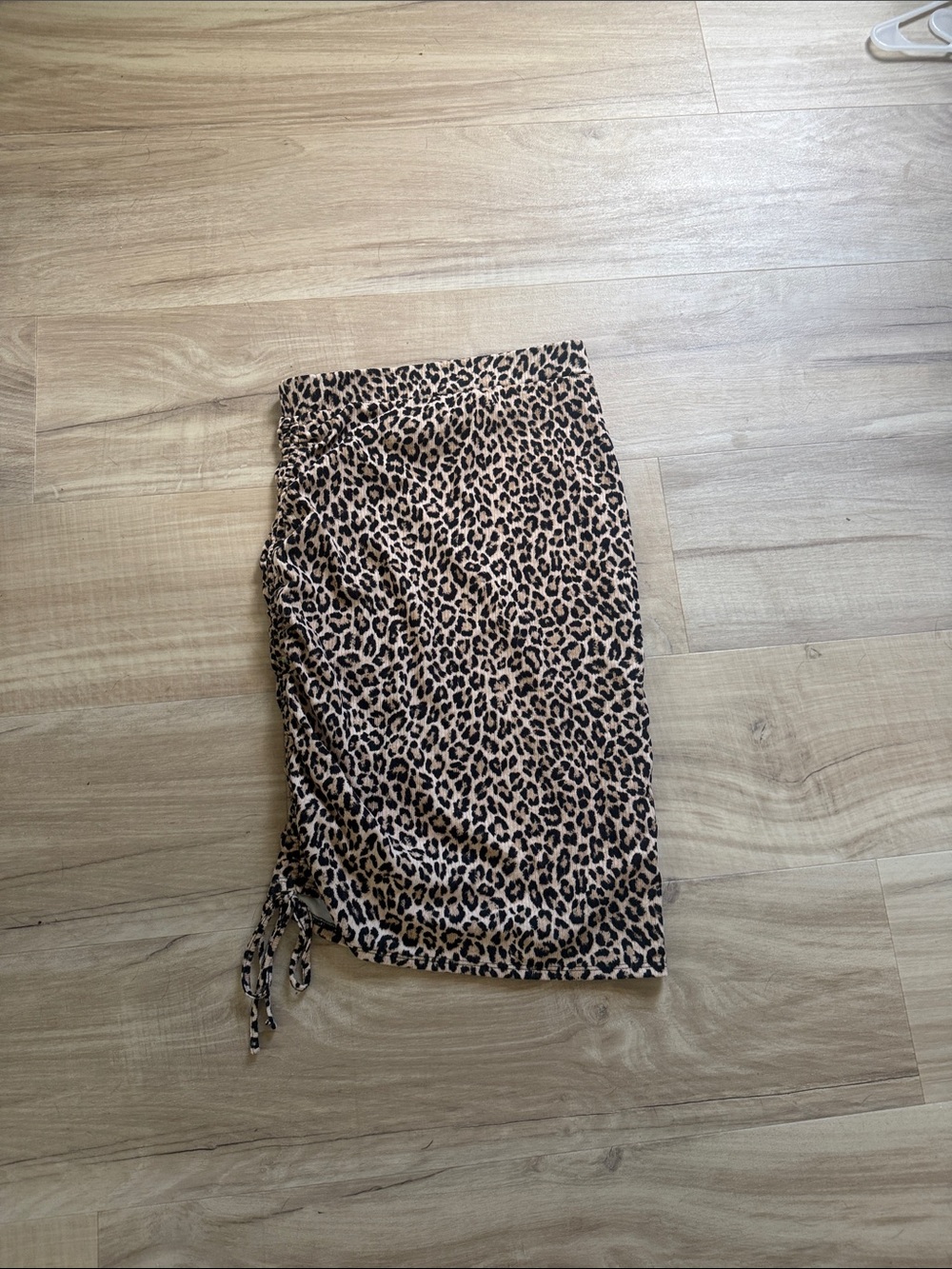 Leopard Print Ruched Side Skirt - Tan & Black